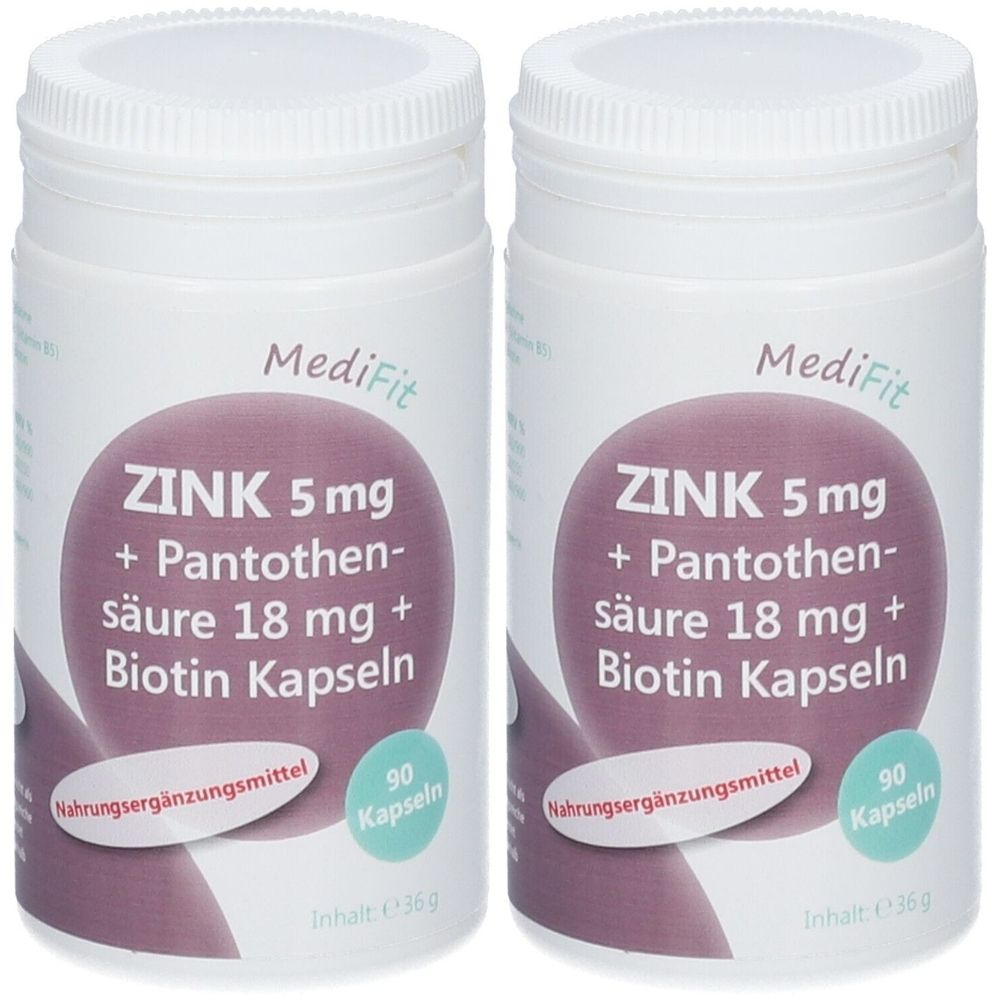 Zink 5 mg+Pantothensäure 18 mg+Biotin Kapseln 2x 2x90 St