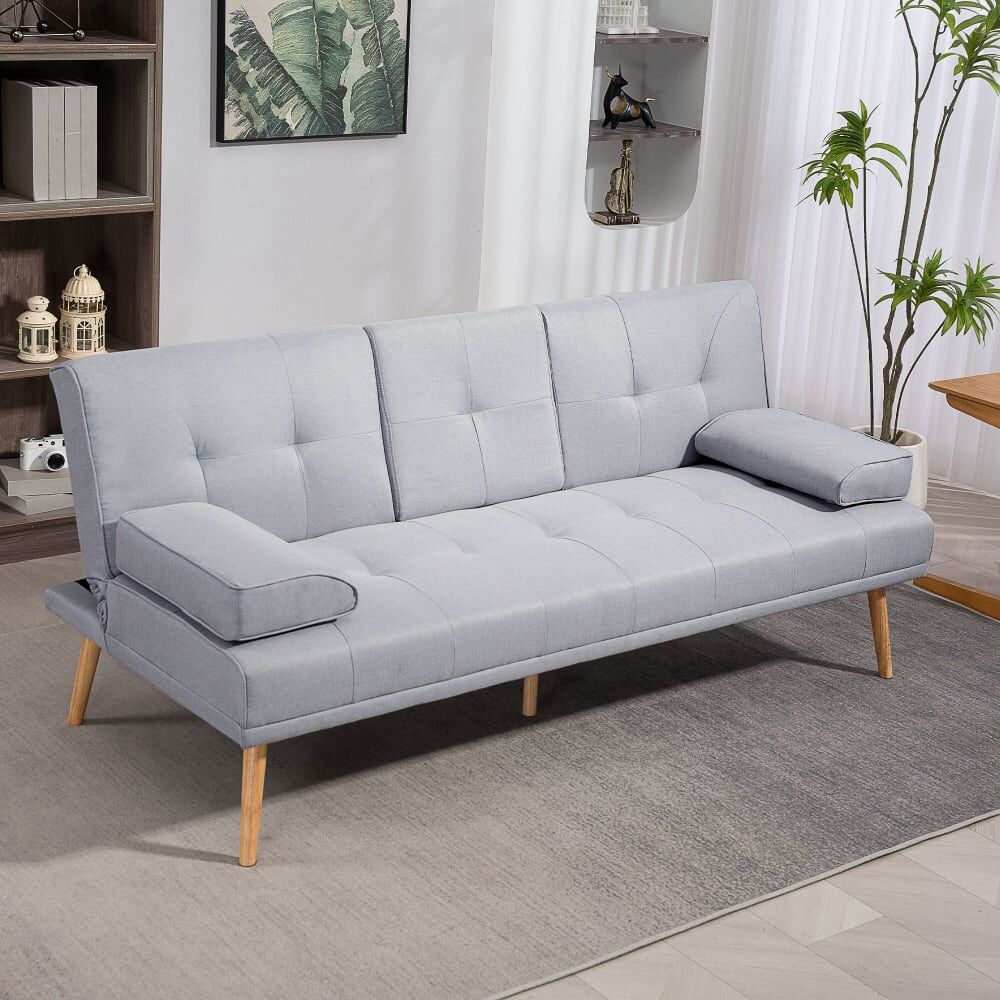 Homcom Canapé convertible 3 places design scandinave Gris 181x78x77cm