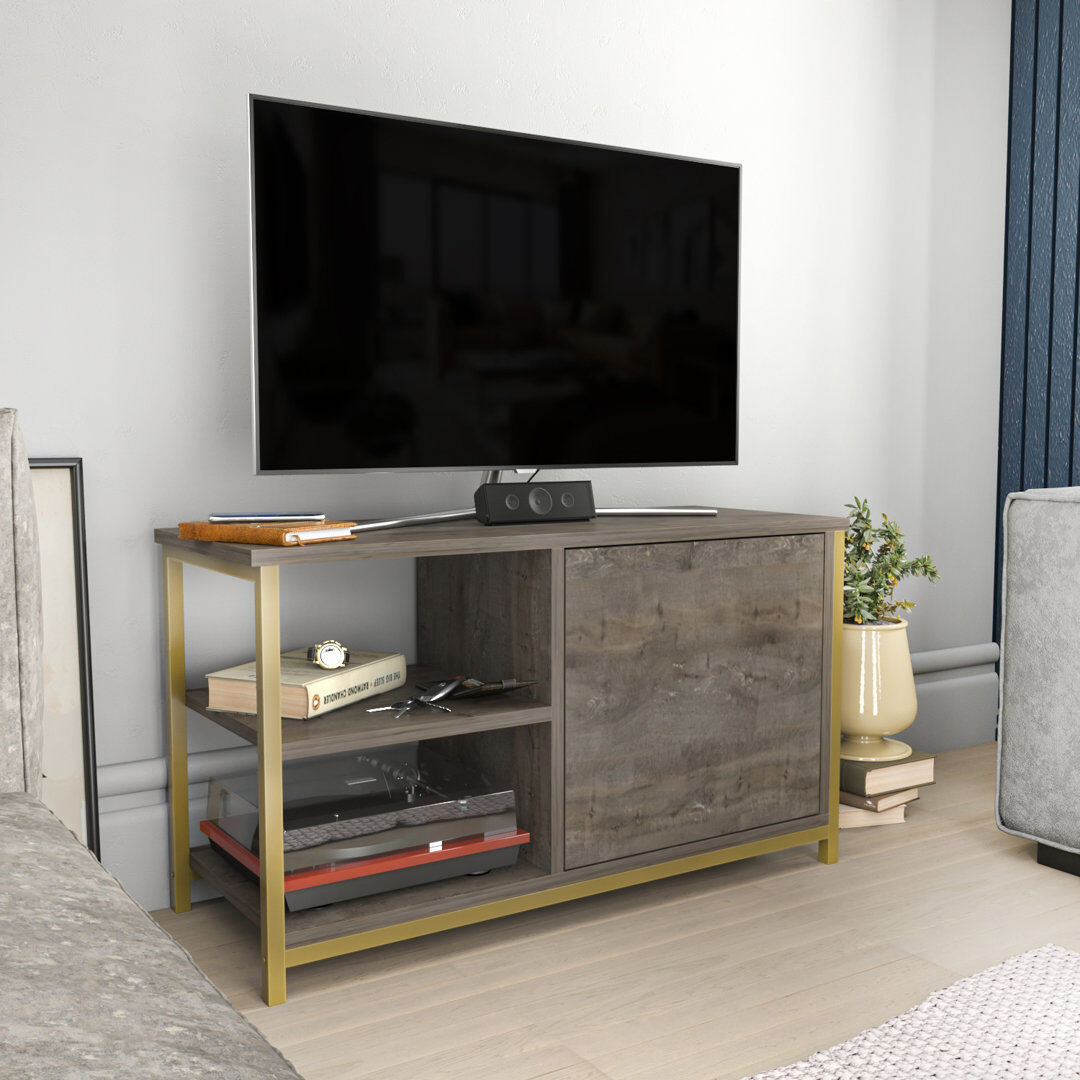 Ebern Designs Fredderick TV Stand for TVs up to 42" Gold/Wenge 42"