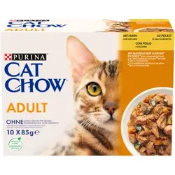PURINA Cat Chow Adult Katzenfutter mit Huhn und Zucchini in Gelee 10x85g