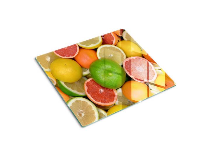 Tulup Glasplatte 60x52 cm Zitrusfrüchte, Mehrfarbig, Glas, 60x0.4x52 cm, Küchen, Küchenelektrogeräte, Herde, Herdabdeckplatten