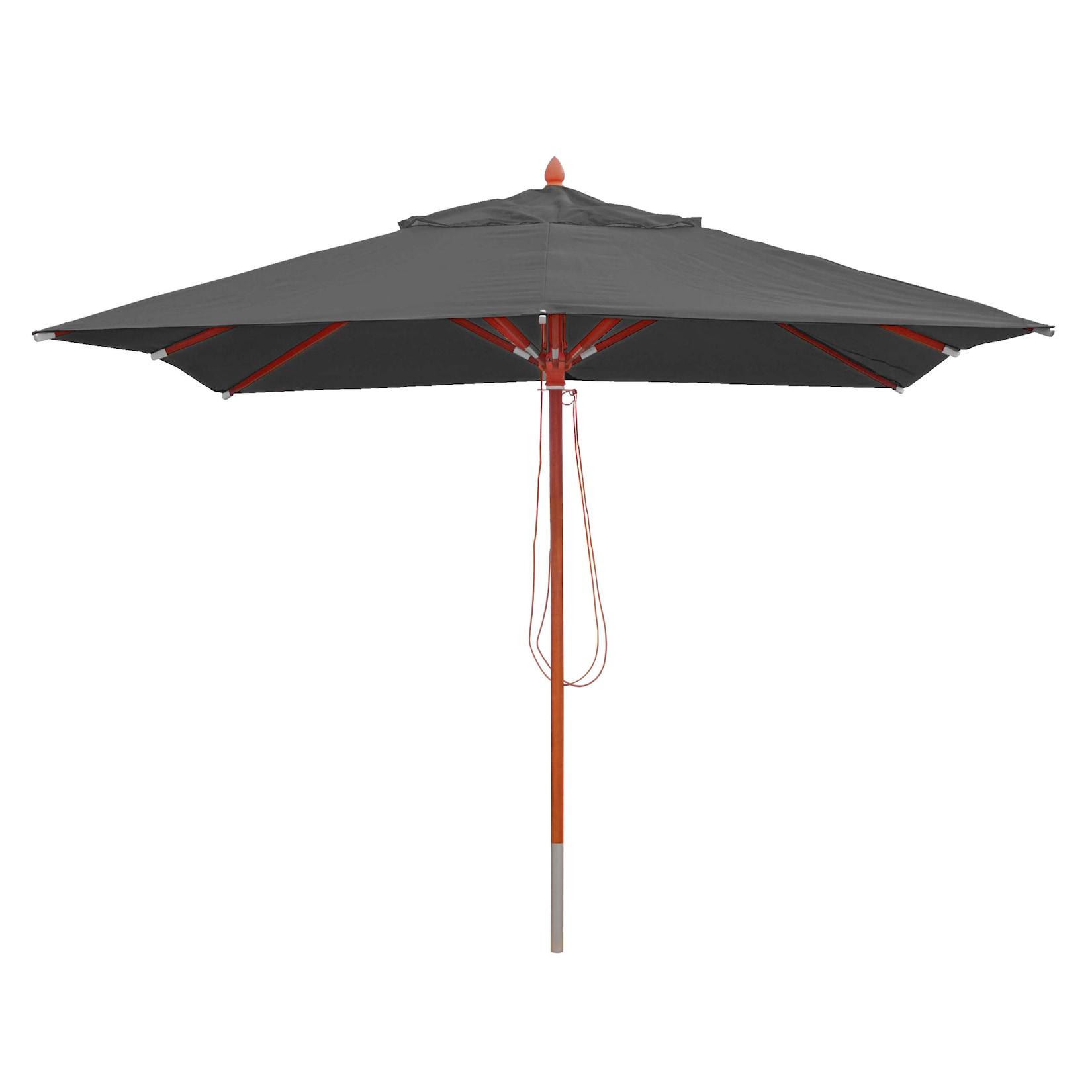 Gastronomie Holz-Sonnenschirm MCW-C57, Gartenschirm, Polyester/Holz 14kg, eckig 3x3m Seilzug stoßsicher ~ anthrazit