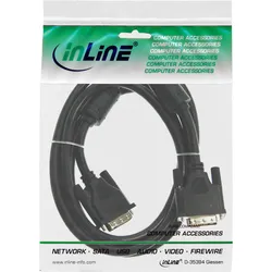 InLine DVI-D Kabel 2m, digital 18+1 Stecker / Stecker, Single Link, 2 Ferrite, schwarz