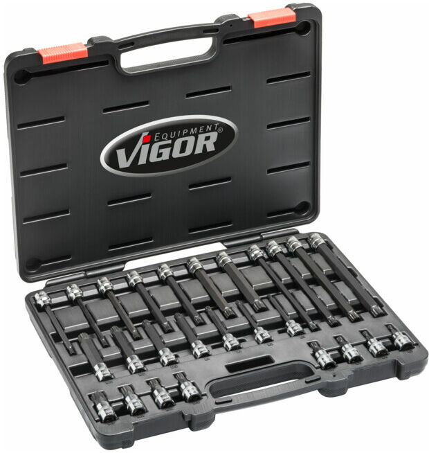 VIGOR Jeu de douilles mâles à denture multiple (XZN) 26 (V6018)