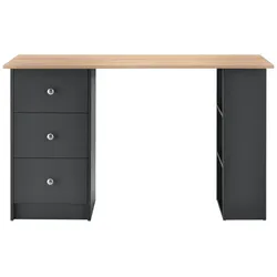 Helloshop26 - Sekretär/Computerarbeitsplatz mit 3 Schubladen 120 cm dunkelgrau und Holz 03_0004712