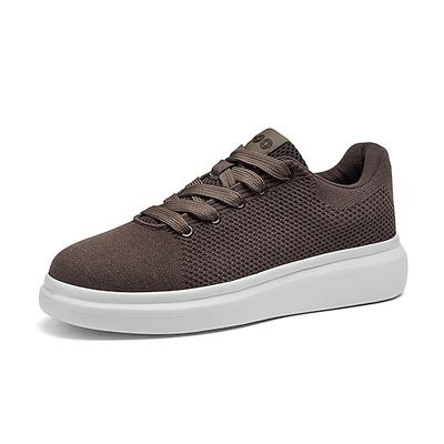 Braune Herren-Freizeit-Mesh-Sneaker mit weißer Sohle – bequeme modische Sportschuhe für Arbeit, Freizeit und Outdoor-Reisen