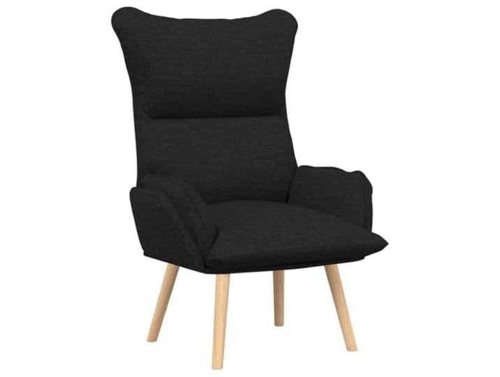 Fisinber Sessel Schwarz 69 x 74 x 93 cm Relaxsessel Stoff Gepolsterter Einzelsessel mit Kautschukholzbeinen für gemütliche Lesestunden im Schlafzimmer oder Büro.