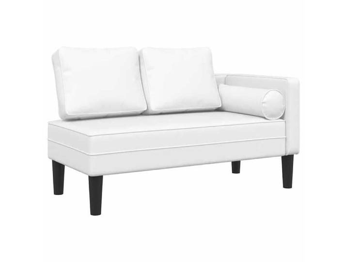CHEZ JILI* Chaise longue - RUIGOU - Fauteuil long de repos avec coussins blanc similicuir Août410010