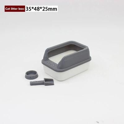 Inspired Finds Mini Dollhouse Cat Litter Box Set With Shovel For 1to12 Miniature Scenes gray