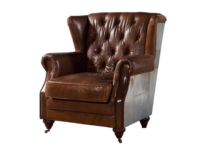 Xlmoebel Ohrensessel Vintage Chesterfield Sessel mit Ohrenbacken in eleganter Optik (1-St., Ohrensessel), Hergestellt in Europa