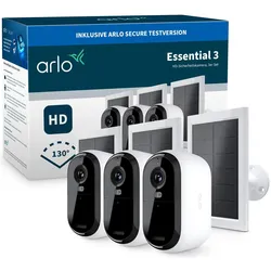 Arlo Essential 3 3er Set mit Solarpanel (1920 x 1080 Pixels), Netzwerkkamera, Weiss