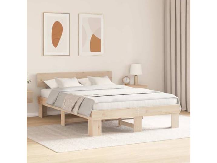 KTHLBRH Bettgestell 150 x 200 cm, Kiefer massiv natur Minimalistisches Design, robuste Konstruktion, geeignet für moderne Räume
