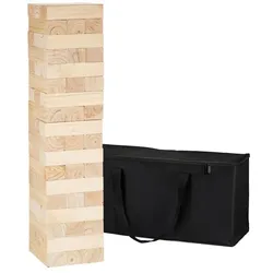 Relaxdays XXL Wackelturm Holz Hellbraun,Schwarz
