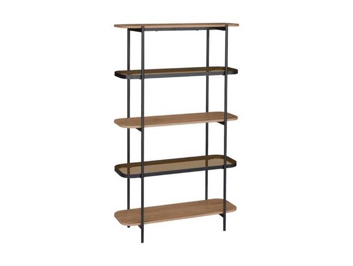 sweeek - Etagère bibliothèque verre décor bois et métal 5 niveaux SMOOKY