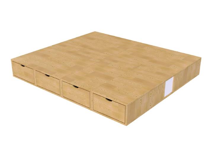 Lit double avec rangement tiroirs Cube - 160x200 160x200 Miel