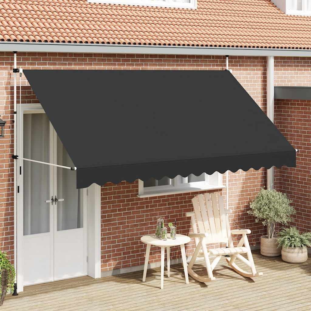 vidaXL Uitschuifbaar zonnescherm, handbediend, 350 cm, antraciet