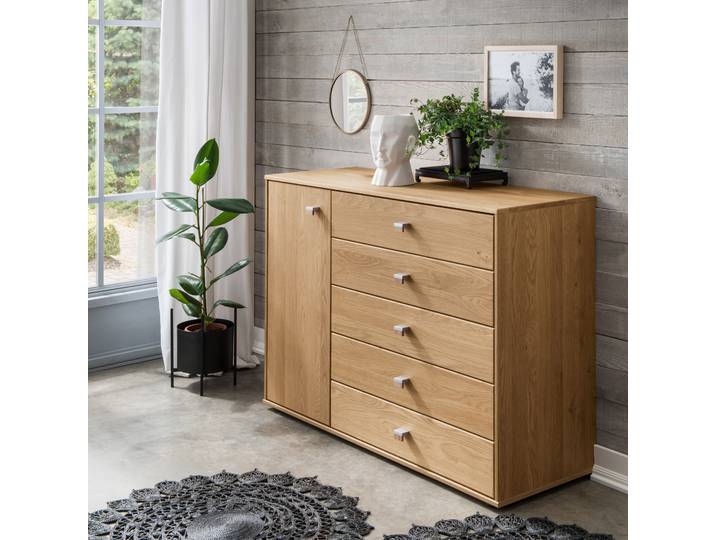 Kombikommode WIEMANN Kiruna , braun (eiche teilmassiv), B:120cm H:86cm T:43cm, Holz teilmassiv, Sideboards, Kombikommode, vormontiert