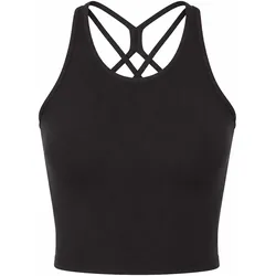 Mandala, Damen, Sportshirt, Women's Cross Top (L), Schwarz, L