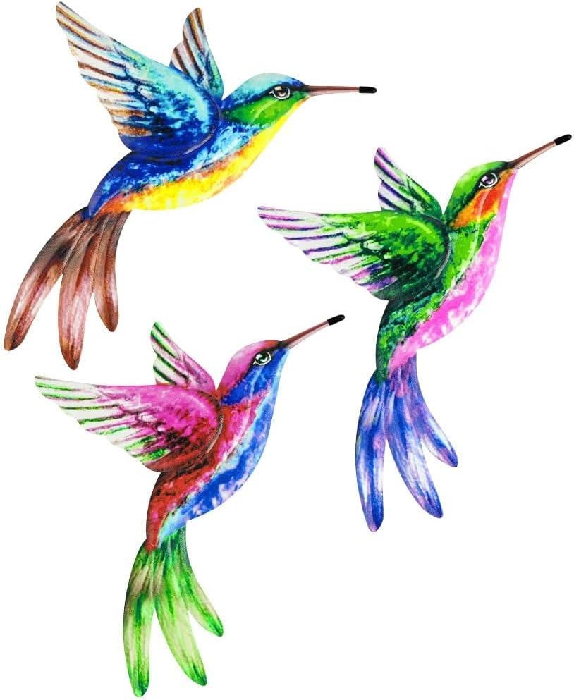 Kolibri wanddecoratie 3 stuks metaal voor binnen en buiten