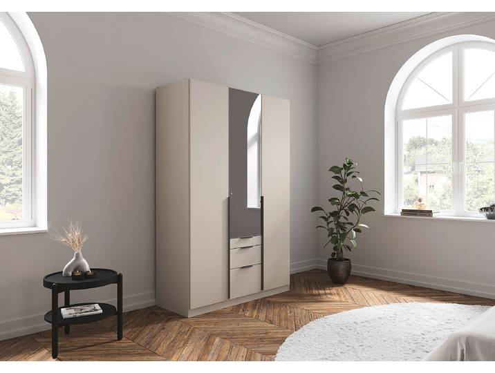 Armoire Alabama avec miroir gris A 136cm Beige/Cachemire Gris