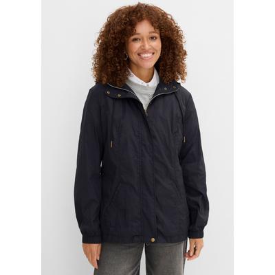 Allwetterjacke BONPRIX, Damen, Gr. 40, schwarz, Web, Obermaterial: 100% Polyamid, unifarben, bequem Po-bedeckend, elastischer Bund, Jacken, sportlicher Stil, leichter Parka mit Kapuze, mit seitlichen Taschen