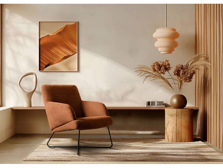 Sessel Rot Webstoff Aranja mit Hocker 67 x 87 x 74cm