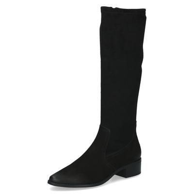 Stiefel CAPRICE, Damen, Gr. 38, Synthetik, XS-Schaft, blau (schwarz), Leder, Textil, Schuhe Stiefel, Blockabsatz, Langschaftstiefel in spitzer Form, bequeme Weite