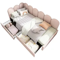 Polsterbett 90x190 cm mit Stauraum und Schubladen – funktionales Design für Jugend und Erwachsene in Rosa