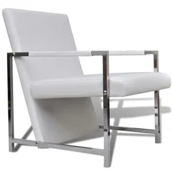 Helloshop26 - Sessel Stuhl Lounge Design Club Sofa Wohnzimmer mit Chrombeinen synthetisch weiß