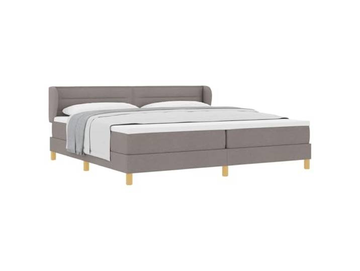 PUGYNBK Boxspringbett, 200 x 200 cm, mit Matratze Taupé Verstellbares Kopfteil, Taschenfedern, Kiefernholz, Kunststofffüße