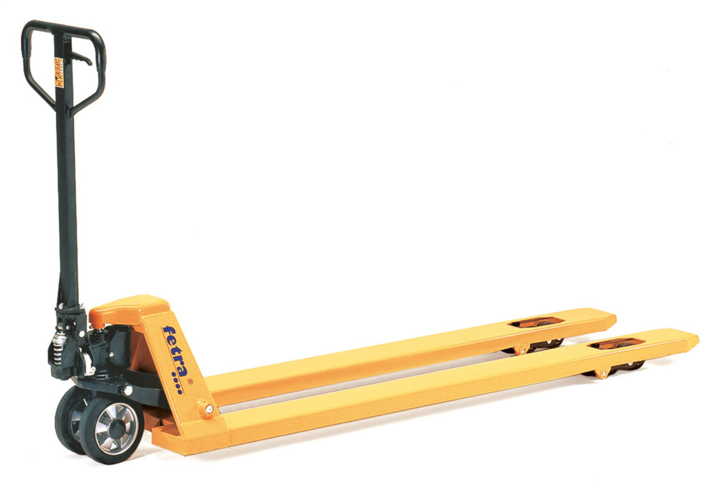 fetra 2116-15 Gabelhubwagen mit hoher Tragkraft und robusten Vollgummi-Reifen für den Transport von Paletten und Gitterboxen, Tragkraft 1500 kg)