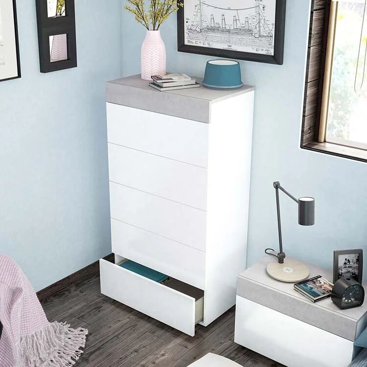 garneroarredamenti Cassettiera 61x118h cm moderna bianco cemento Idra