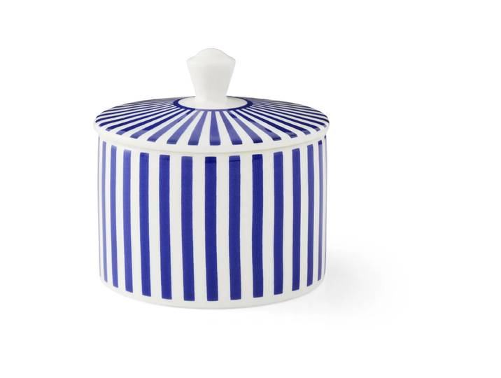 Spode Sucrier avec couvercle Steccato 29 cl Bleu-blanc