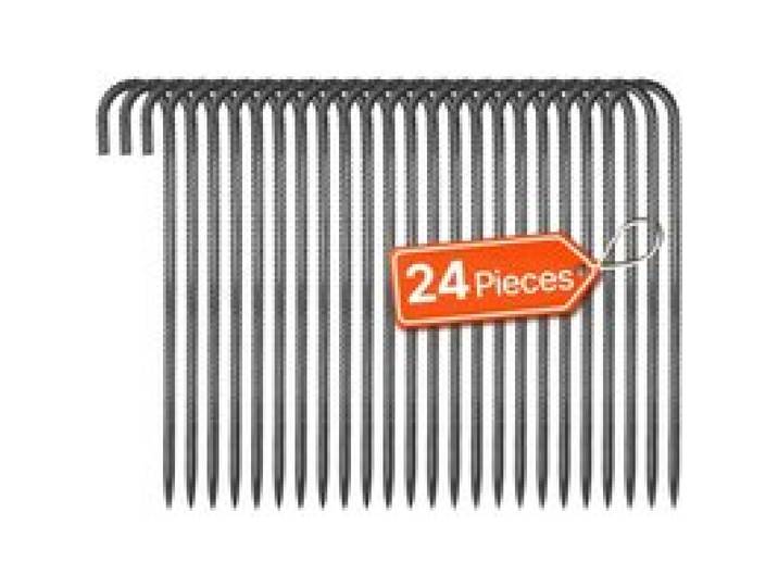 VEVOR Bodenanker, 406,4 mm, J-Typ mit 10 mm Durchmesser, verzinkte Zeltheringe, Erdanker, Erdnägel, Heringe, für Zelten, Vordächern, Camping, Trampolin, Blumenständer (24er-Pack)