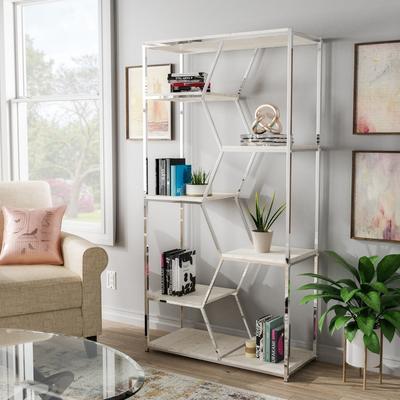 Furniture of America Marion Glam Gold-Tone 72-inch Metal Bookcase