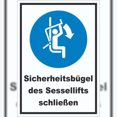 HB-Druck Sicherheitsbügel des Sessellifts schließen Aufkleber A7 (74x105mm)