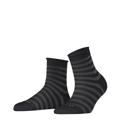 Kurzsocken BURLINGTON "Swansea", Damen, Gr. 36-41, schwarz, Baumwollmischung, gestreift, Socken, Einheitsgröße 36-41, modernes Streifenmuster, Rollbündchen