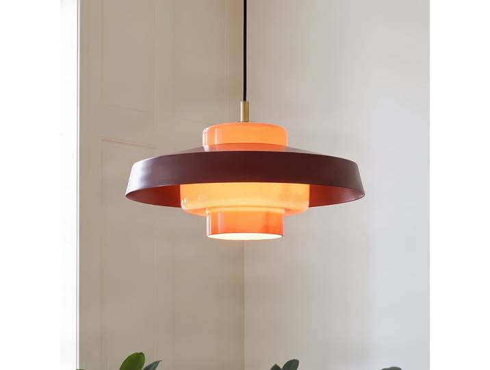 Suspension Rico, Ø 38 cm, rouge, métal/verre - Nola - Salle à manger - Design - Avec abat-jour