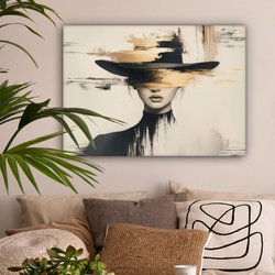 LEINWANDBILD Frau - Hut - Farbe Wandbilder 80x60 cm