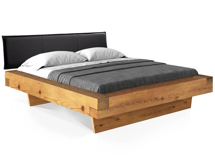 CURBY Balkenbett mit Polsterkopfteil, Wangenfuß, Material