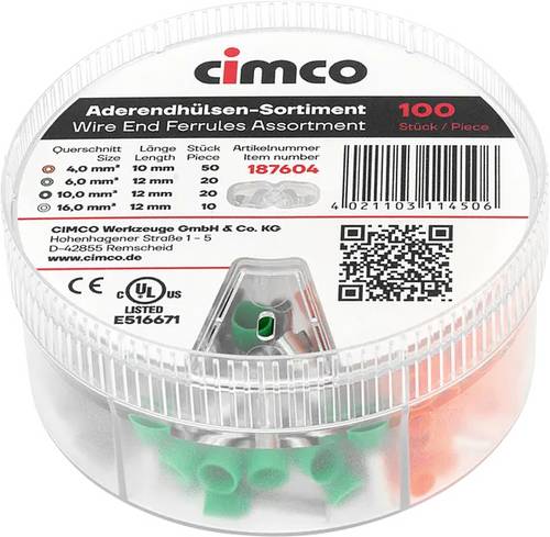 Cimco 187604 Aderendhülsen-Sortiment Teilisoliert 1 Set