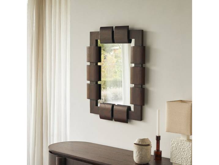 Spiegel Isaac aus Mindiholz, 85 x 67,5 cm - Braun