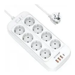 BlitzWolf, Steckdosenleiste, BW-PC2 power strip, 8 outlets + 3x USB, 1x USB-C, 2500W