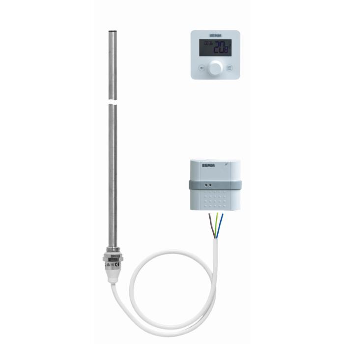 Bemm Heizstab ZEPELA07SW Funk-Uhrenraumthermostat, 700 W, Gehäuse weiß, Kabel weiß