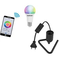 EUROLITE Set LED E27 RGB/WW/CW WiFi + Triangle Fassung schwarz