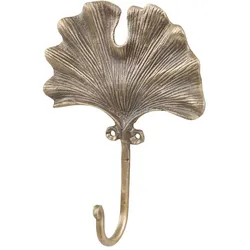 Chic Antique Haken in Blattform, 12,5 x 5 x 17 cm, antique messing