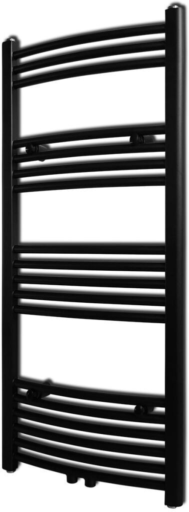 Belfry Heating Ryne Curved Towel Rail Heated Towel Rails Black;Polished 116cm H x 50cm W