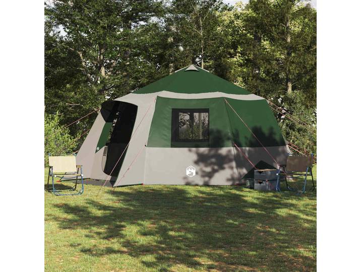 vidaXL Kabine Zelt 12-Personen 12 Personen Grün und Grau