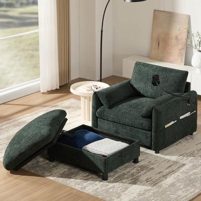 GREATPLANINC Single Sofa Chair Accent Chair with Storage Ottoman