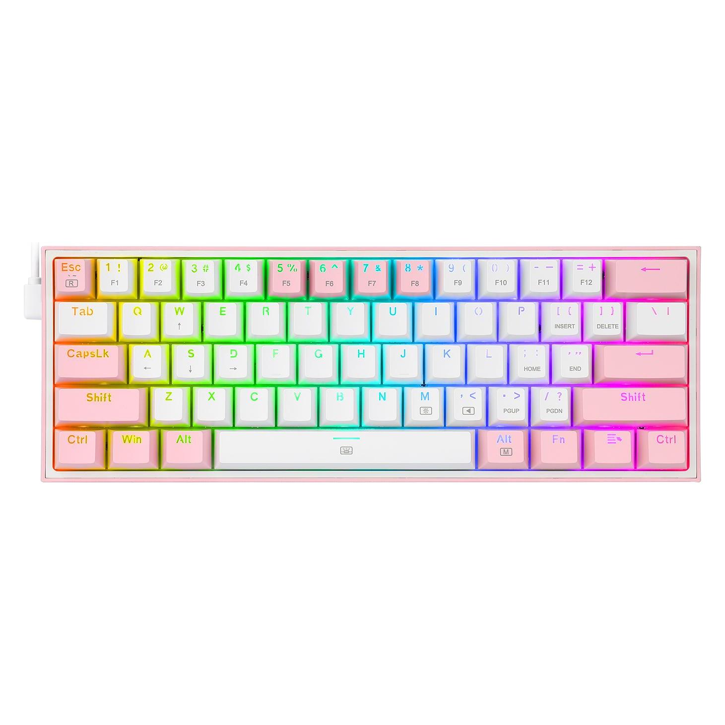 Redragon Klawiatura K617 Fizz (K617-RGB pink) (US, Kabelgebunden) (K617-RGB pink)